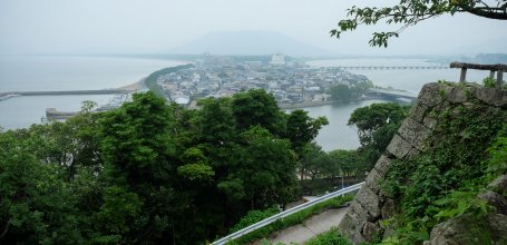Karatsu (Saga, Kyushu), point de vue sur la baie depuis le château