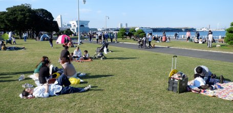 Parc Yamashita (Yokohama), flâneries sur les étendues de gazon