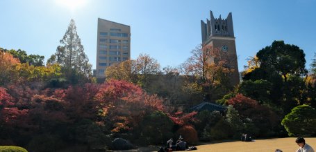 Université de Waseda (Tokyo), jardin Okuma Teien à l'automne