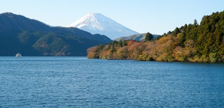 Hakone (Kanagawa), vue sur le Mont Fuji depuis le lac Ashi
