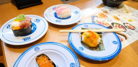 Kura Sushi, Hakata Nakasu Store (Fukuoka), assortiments de sushis à goûter