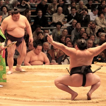Tournoi de Sumo à Osaka, Lutteurs se préparant à une joute 3