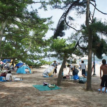 Amanohashidate, plage fréquentée en été
