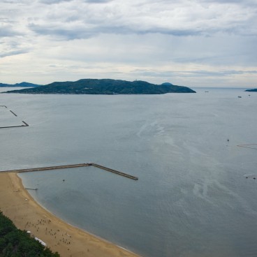 Fukuoka Tower, vue sur la baie d'Hakata et les plages