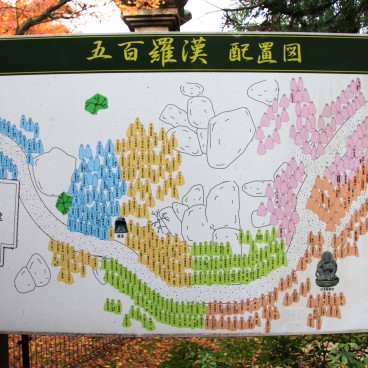 Daisho-in (Miyajima), Plan de localisation des 500 statues bouddhiques Rakan