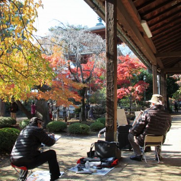 Gotoku-ji (Tokyo), Séance de dessin en automne
