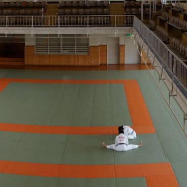 Kodokan (Tokyo), Vue sur le dojo principal depuis les gradins du 8e étage