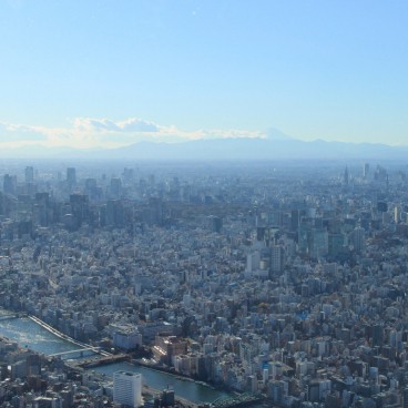 Tokyo SkyTree, Vue sur le Mont Fuji et le Palais Impérial