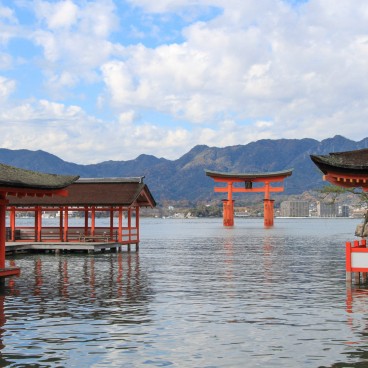 Tapis de souris Japon itsukushima sanctuaire tori paysage couche