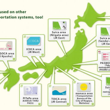 Carte des lieux d'usage des cartes magnétiques prépayées au Japon