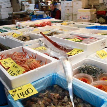 Marché aux poissons de Tsukiji, Poissons et crustacés