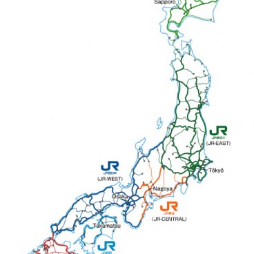 Carte du réseau JR couvert par le pass de train Seishun 18 Kippu