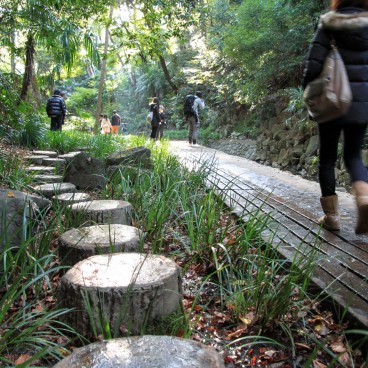 Vallée Todoroki (Tokyo), sentier pédestre au bord de l'eau