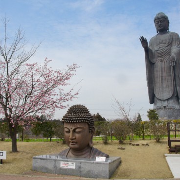 Grand Bouddha Ushiku Daibutsu à Ushiku (Ibaraki) au printemps