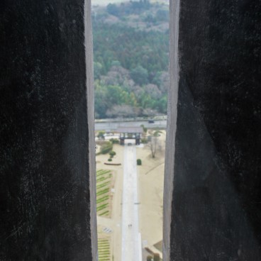 Grand Bouddha Ushiku Daibutsu à Ushiku (Ibaraki), Vue sur le parc depuis la poitrine du Bouddha