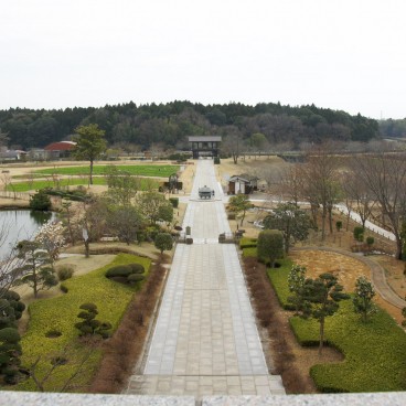 Grand Bouddha Ushiku Daibutsu à Ushiku (Ibaraki), Vue sur le parc depuis la poitrine du Bouddha 2