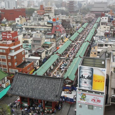 Observatoire d'Asakusa, vue sur Nakamise-dori