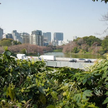 Chidorigafuchi à Tokyo, Vue sur le trafic routier urbain