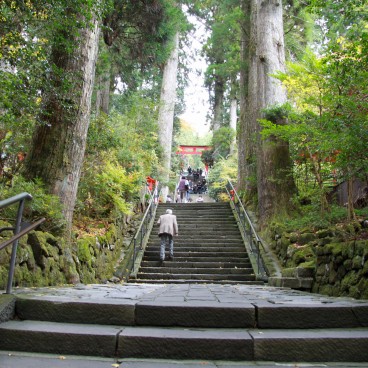 Hakone-jinja, Escaliers menant au sanctuaire