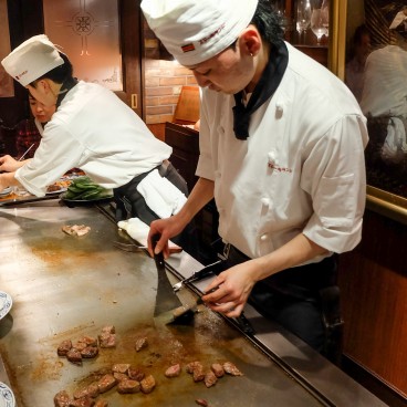 Kobe (Hyogo), restaurant teppanyaki avec bœuf de Kobe