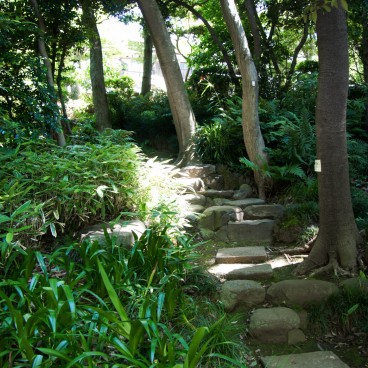 Villa Kyu Asakura à Shibuya, Chemin de pierre dans le jardin