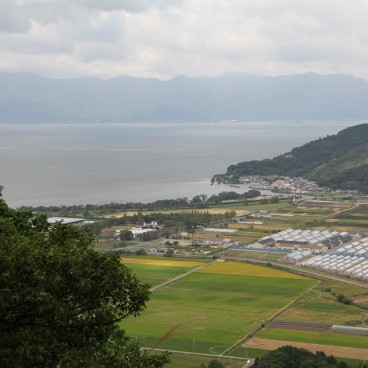 Omihachiman (Shiga), vue sur lac Biwa depuis l'observatoire du mont Hachiman