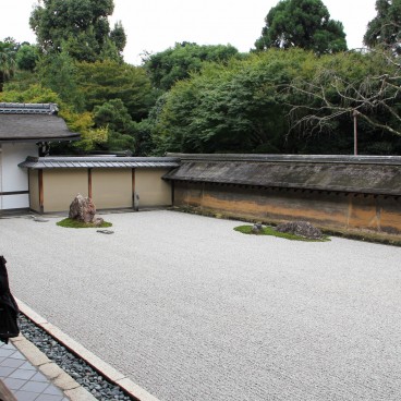 Ryoan-ji (Kyoto), vue sur le jardin sec Karesensui du temple