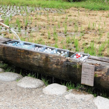 Shirakawa-go, Fontaine reconvertie en distributeur de boissons