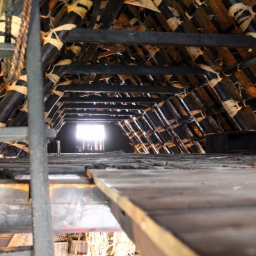 Shirakawa-go, Vue sur les combles d'une maison au toit de chaume