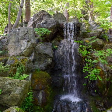 Villa Saito à Niigata, cascade dans le jardin