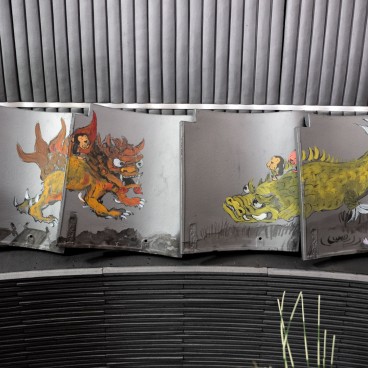 Koyo Seiga (Himeji), Tuiles Ibushi peintes de motifs traditionnels