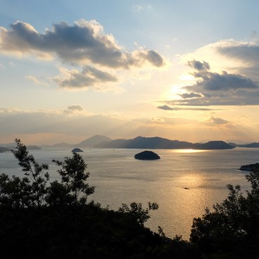 Okunoshima, Vue sur la Mer Intérieure au coucher de soleil