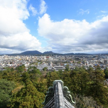 Matsue (Shimane), vue depuis le donjon authentique du château