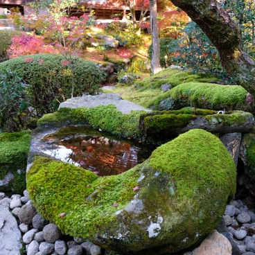 Tenju-an (Kyoto), fontaine dans le jardin