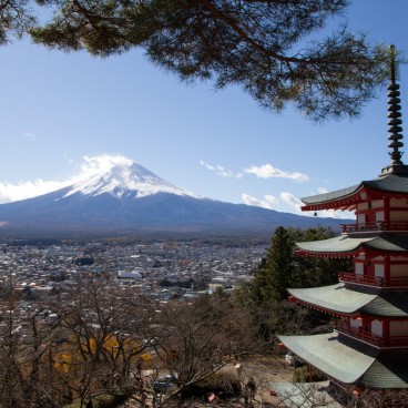 Arakurayama Sengen, Vue sur le Mont Fuji et la pagode Chureito