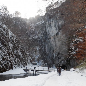 Gorges Geibikei (Iwate) en hiver, Pont à Miyoshigaoka