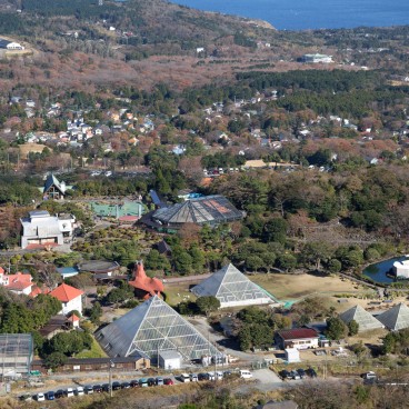 Zoo Shaboten d'Izu, Vue en hauteur sur les serres du parc animalier