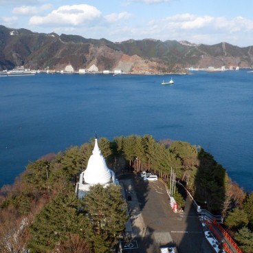 Kamaishi Daikannon (Iwate), Vue sur la baie depuis l'observatoire Gyoran Tenbodai