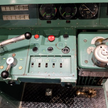 Musée ferroviaire de Kyoto, poste de conduite d'un train