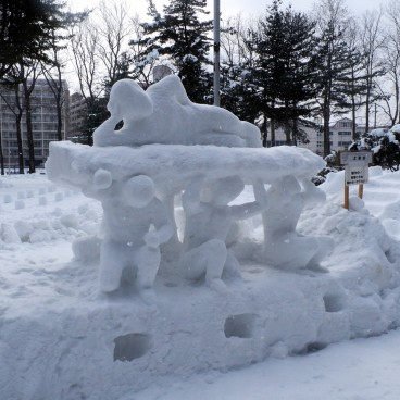 Centre-ville de Morioka sous la neige