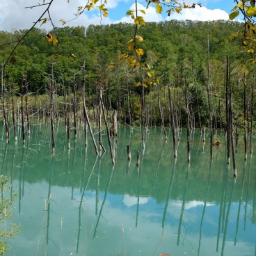 Biei (Hokkaido), Lac Aoi-ike aux eaux bleues 2