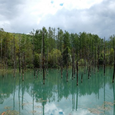 Biei (Hokkaido), Lac Aoi-ike aux eaux bleues 6
