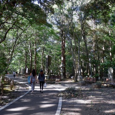 Parc du Narita-san, allée du parc avec stèles bouddhiques