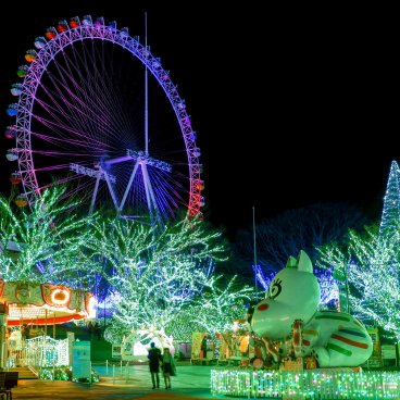 Illuminations nocturnes en hiver au parc Yomiuriland