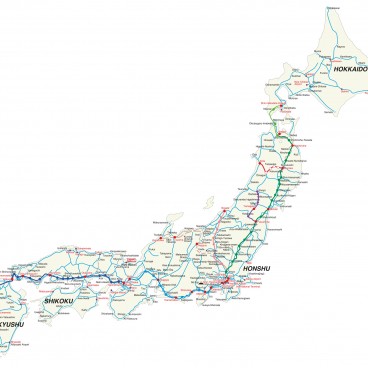 Carte du réseau de trains JR au Japon