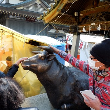 Yushima Tenman-gu, Statue du bœuf messager de Tenjin 