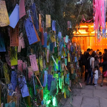 Festival Tanabata no Yube à Osaka, Bambous et tanzaku au temple Tenno-ji