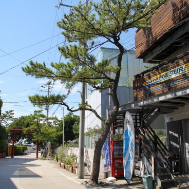 Hayama, club de surf à l'entrée du sanctuaire Morito-daimyojin