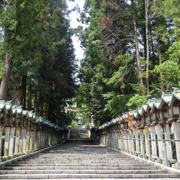Hozan-ji (Nara), escalier à l'entrée du temple