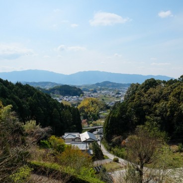 Oka-dera (Asuka), vue sur la ville et la campagne de Nara